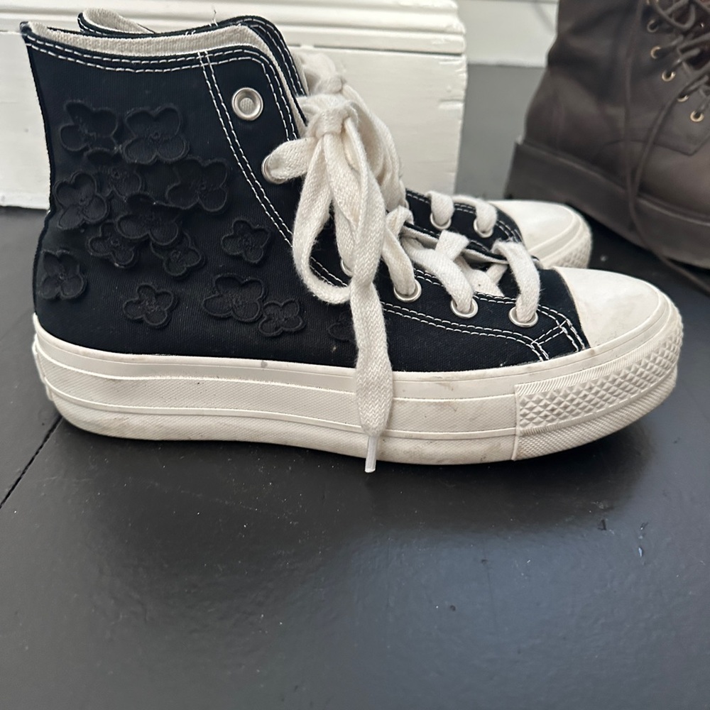Converse Black Floral High-Top Sneakers